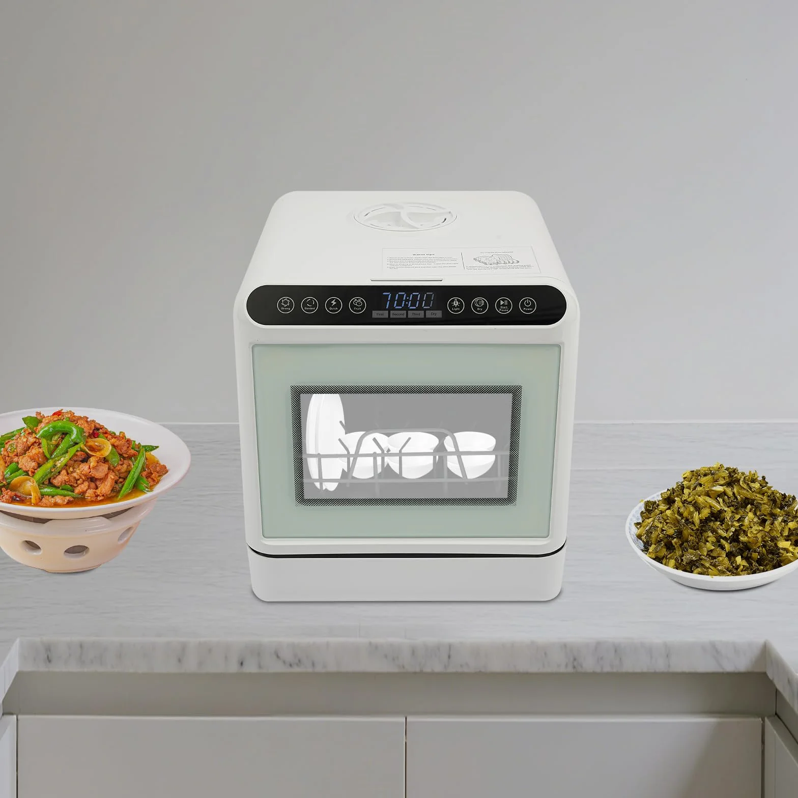 Lavastoviglie da tavolo, mini lavastoviglie con serbatoio dell'acqua da 6 l, 1100 W, 4 programmi, con asciugatura all'aria, controllo touch per 4-6 persone, compatta e portatile