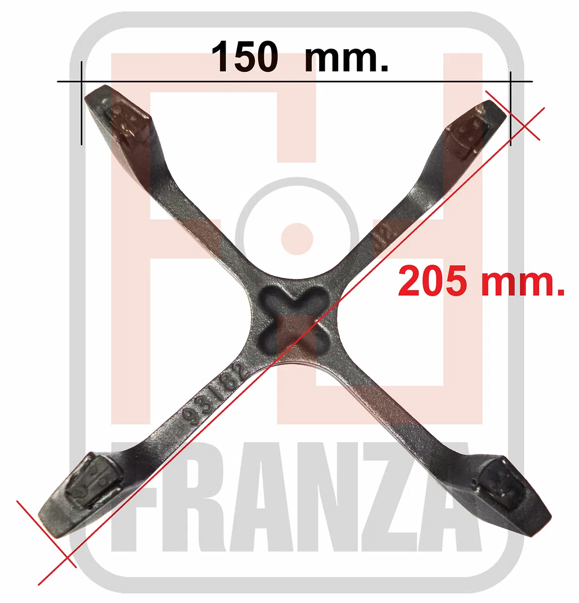 Franza Griglia in ghisa ORIGINALE per Whirlpool Ignis 1 fuoco 150 x 150 mm. 480121104225 C00317043 G2516 - Prodotto originale