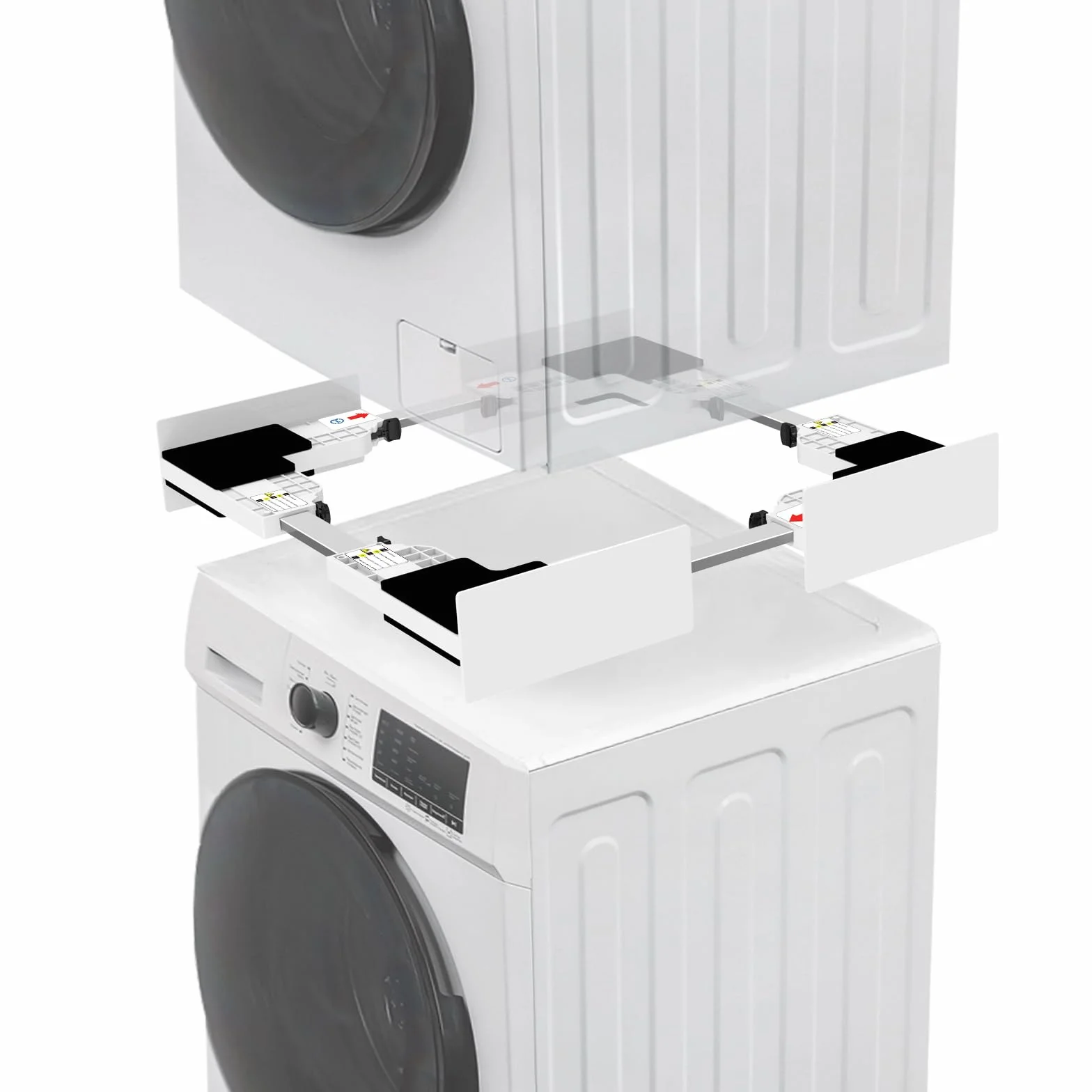 NIUXX Kit di Accatastamento per Lavatrici, Universale con Cinghie Cricchetto, Telaio Intermedio per 46-66 cm