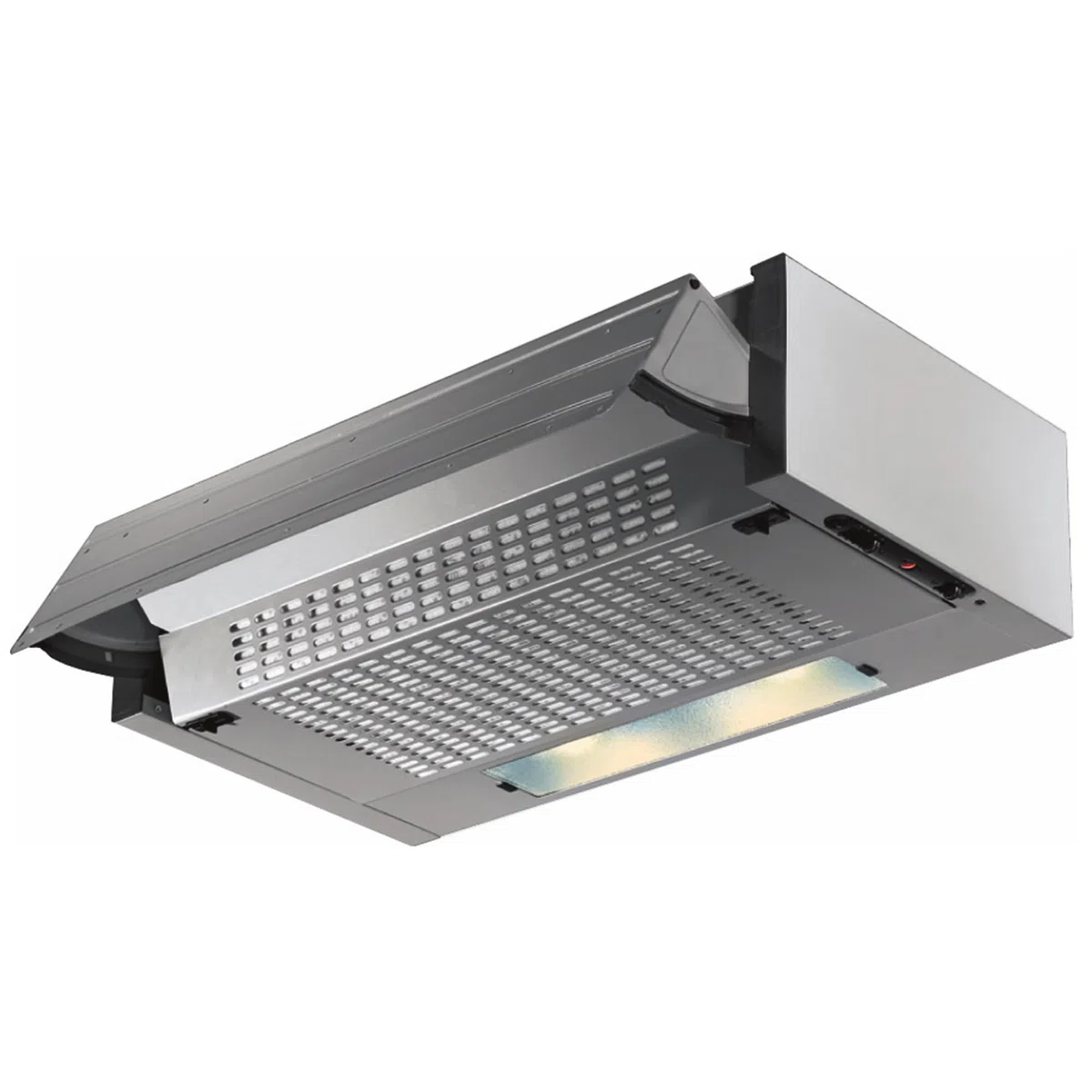 Cappa ESTRAIBILE PLUS Gruppo Incasso 60 Sottopensile Tecnowind K104R0077 Motore 320 m³/h Classe C SENZA FRONTALINO Illuminazione a LED 2,5 E14 Comando Meccanico Filtro Metallico