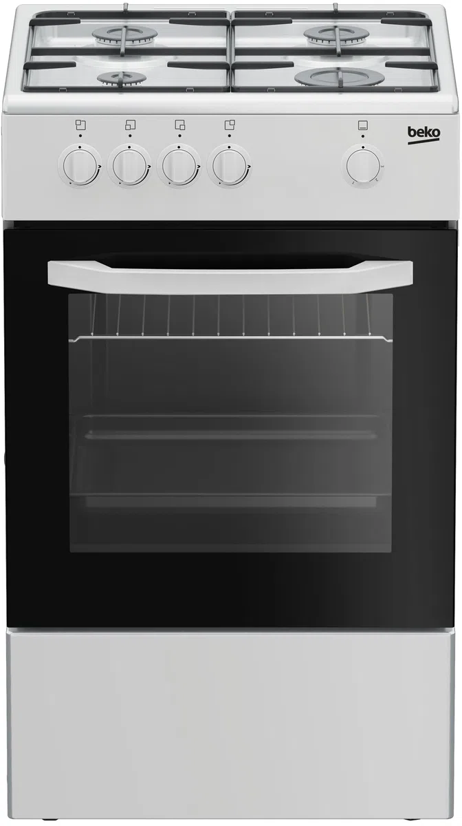 Beko - CSG42001FW - Cucina 50X50, Forno a Gas + Piano con 4 bruciatori a gas e griglie a piattina, Classe A, Controllo Meccanico, Colore Bianco, Dimensioni HxLxP: 85,0 x 50,0 x 50,0