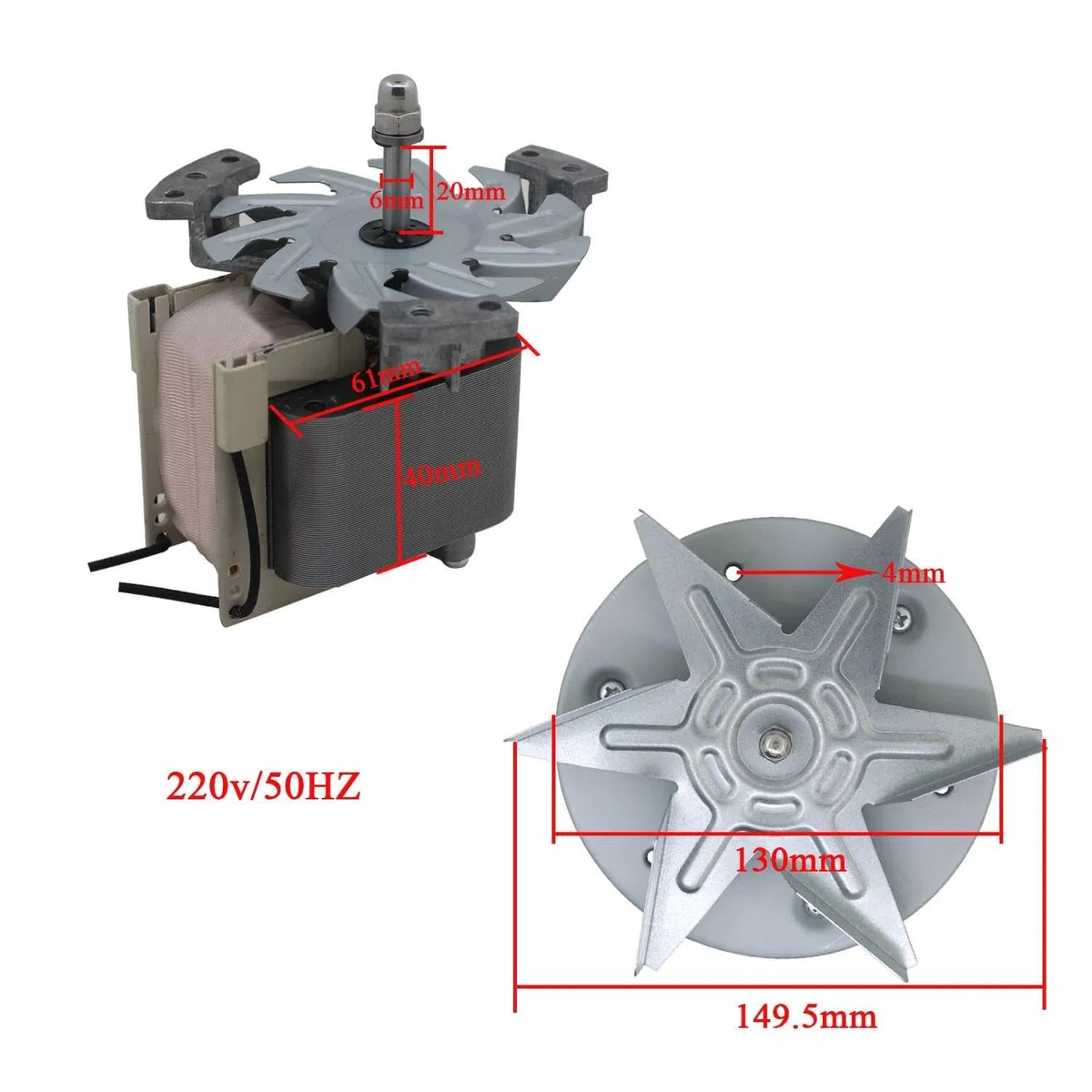 Motore con ventola turbina ventola forno universale ala ventilatore per forno ricambi 220v