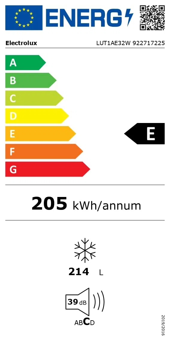 Electrolux congelatore verticale 60cm 214l statico LUT1AE32W