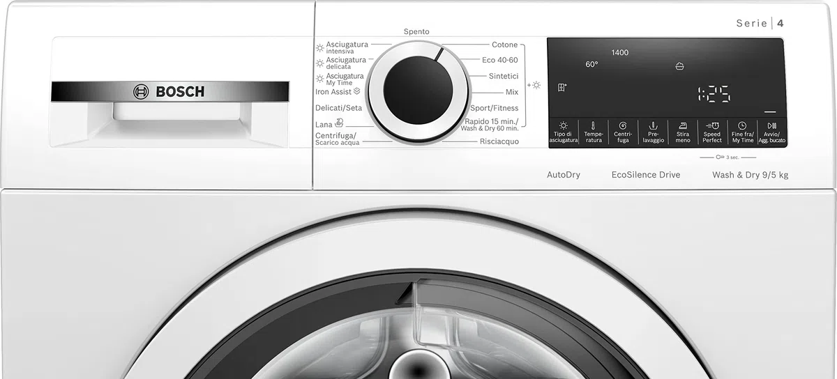Bosch Serie 4 WNA144V0IT Lavasciuga 9/5 kg 1400 rpm Iron Assist Condensatore autopulente Speed Perfect AutoDry