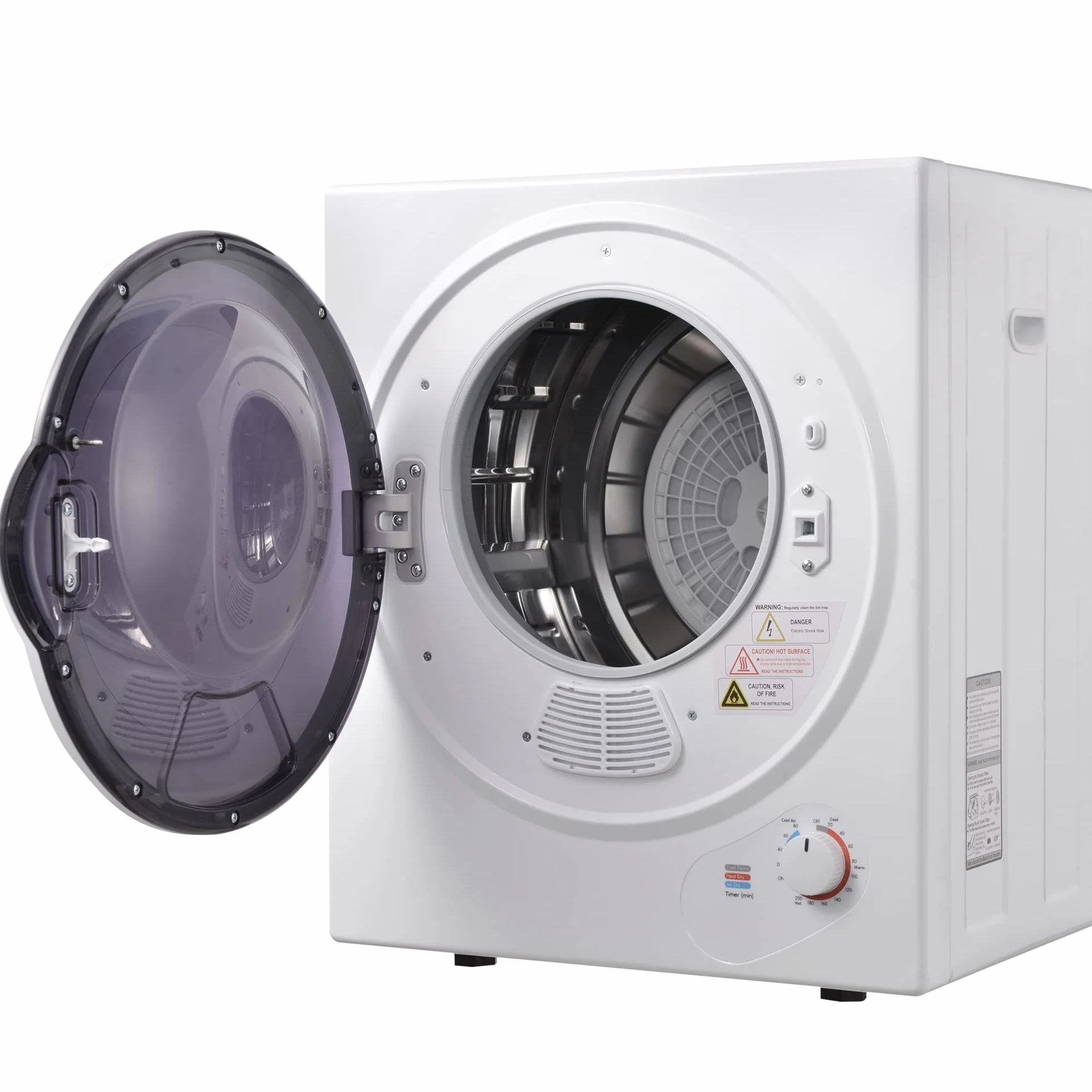 Merax Piccola asciugatrice con protezione da surriscaldamento, montaggio a parete con doppio filtro e timer, 2,5 kg, 850 W, bianco