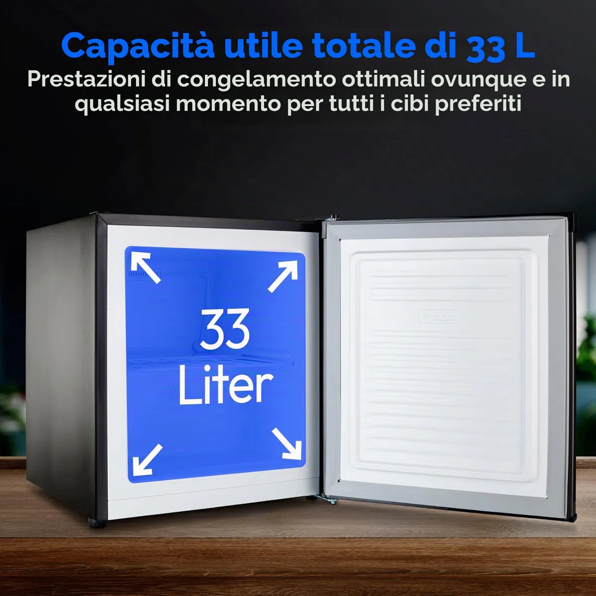 MEDION Mini congelatore (capacità 33 litri, altezza 51 cm, piedini regolabili in altezza, maniglia incassata, impostazione manuale della temperatura, classificazione 4 stelle, MD37675) grigio