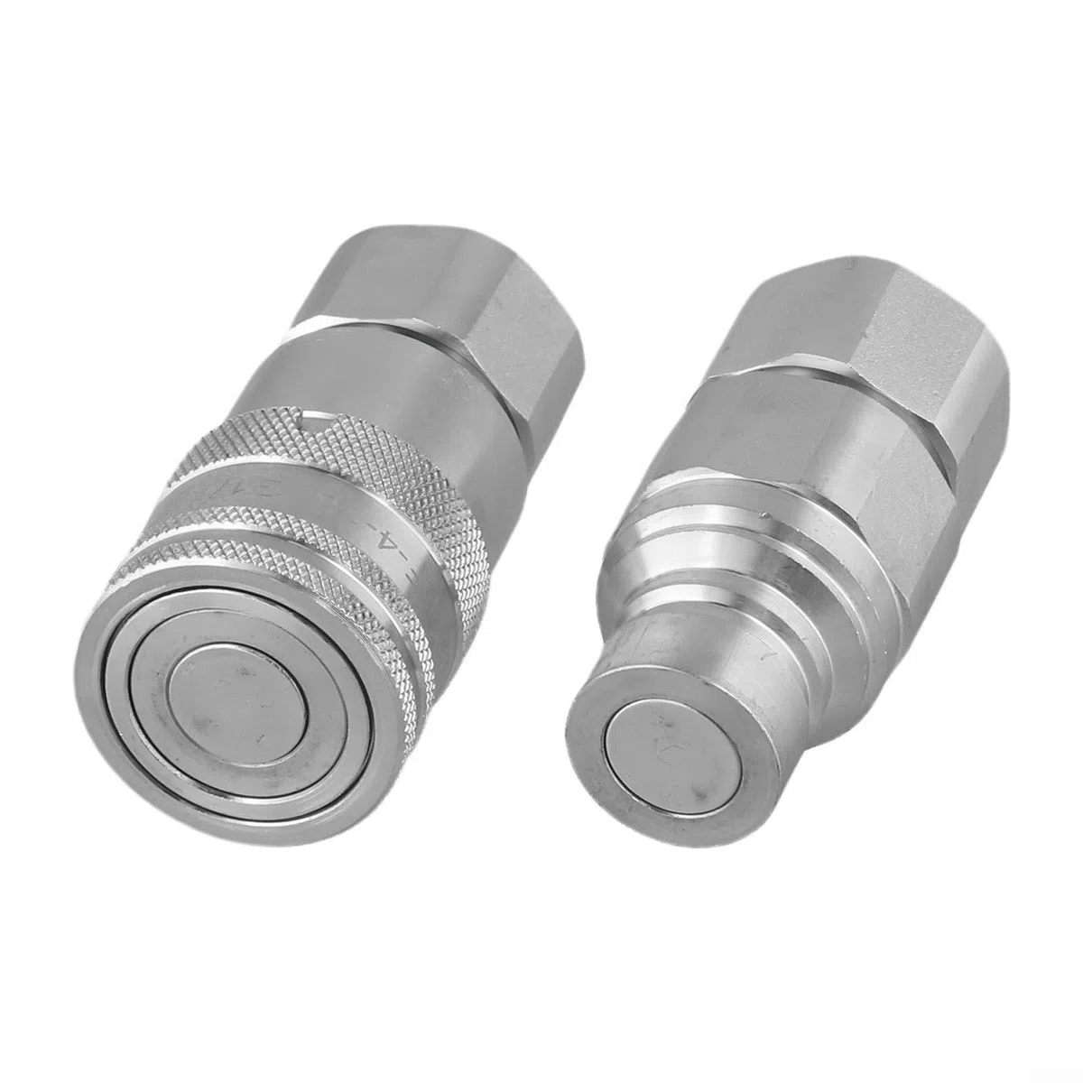 Set di accoppiatori rapidi idraulici, con valvola, design a faccia piatta, per NPT 1/4" 3/8" 1/2" 3/4", acciaio al carbonio e costruzione in acciaio inossidabile, per agricoli e industriali