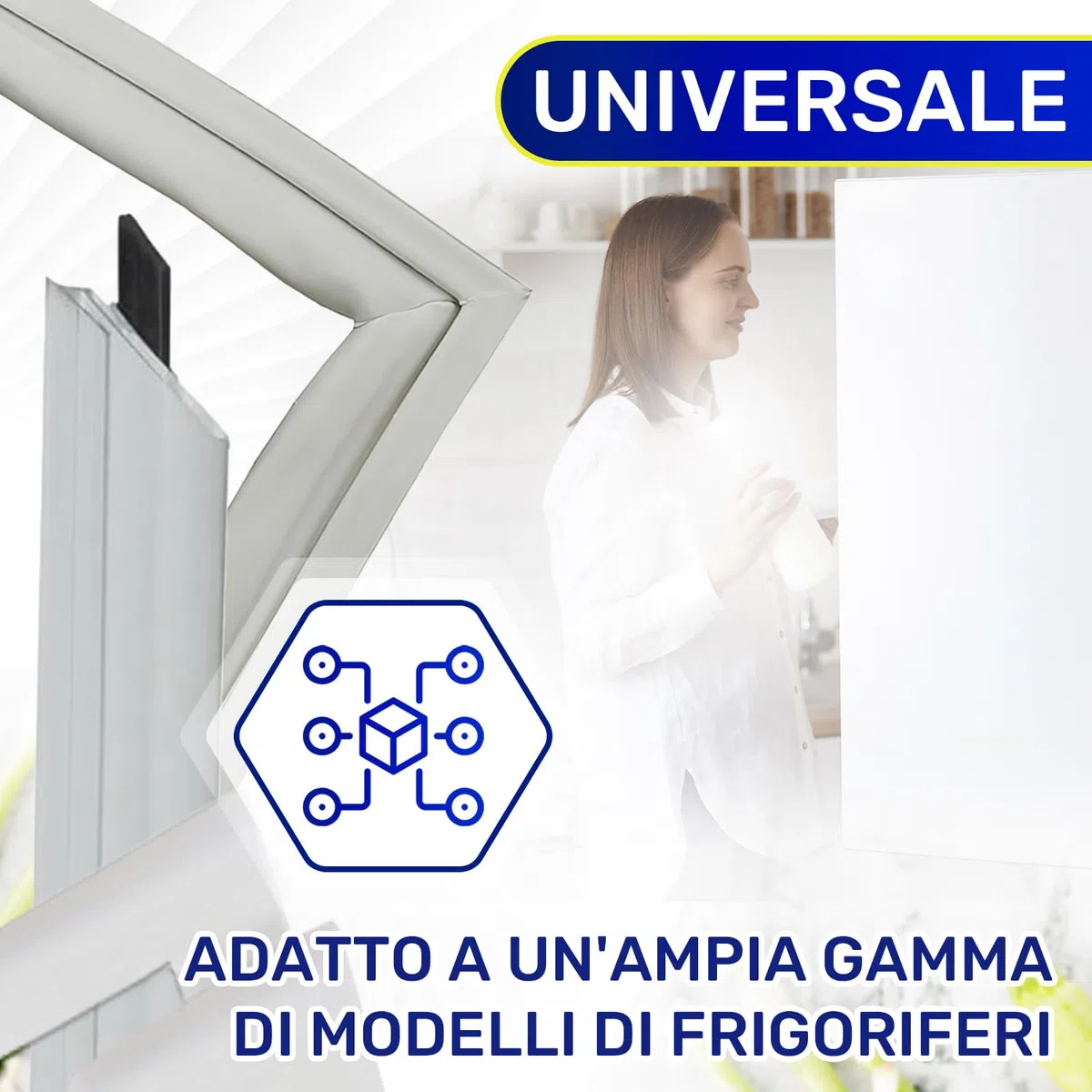 Guarnizione Frigorifero Universale 2000 x 1000 mm con 2 Angoli di Giunzione Inclusi - Guarnizione Frigo Universale con Inserto Magnetico - MONTERAL