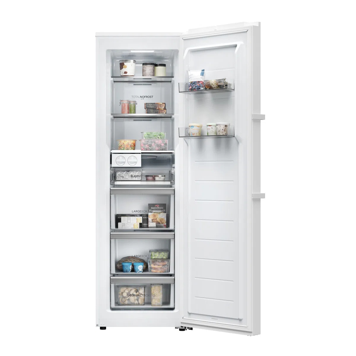 Haier Congelatore con sbrinamento automatico e macchina per cubetti di ghiaccio I Instaswitch H4F306WDH1 I Total No Frost congelatore, capacità 301 l, utilizzabile anche come frigorifero I Freezer con