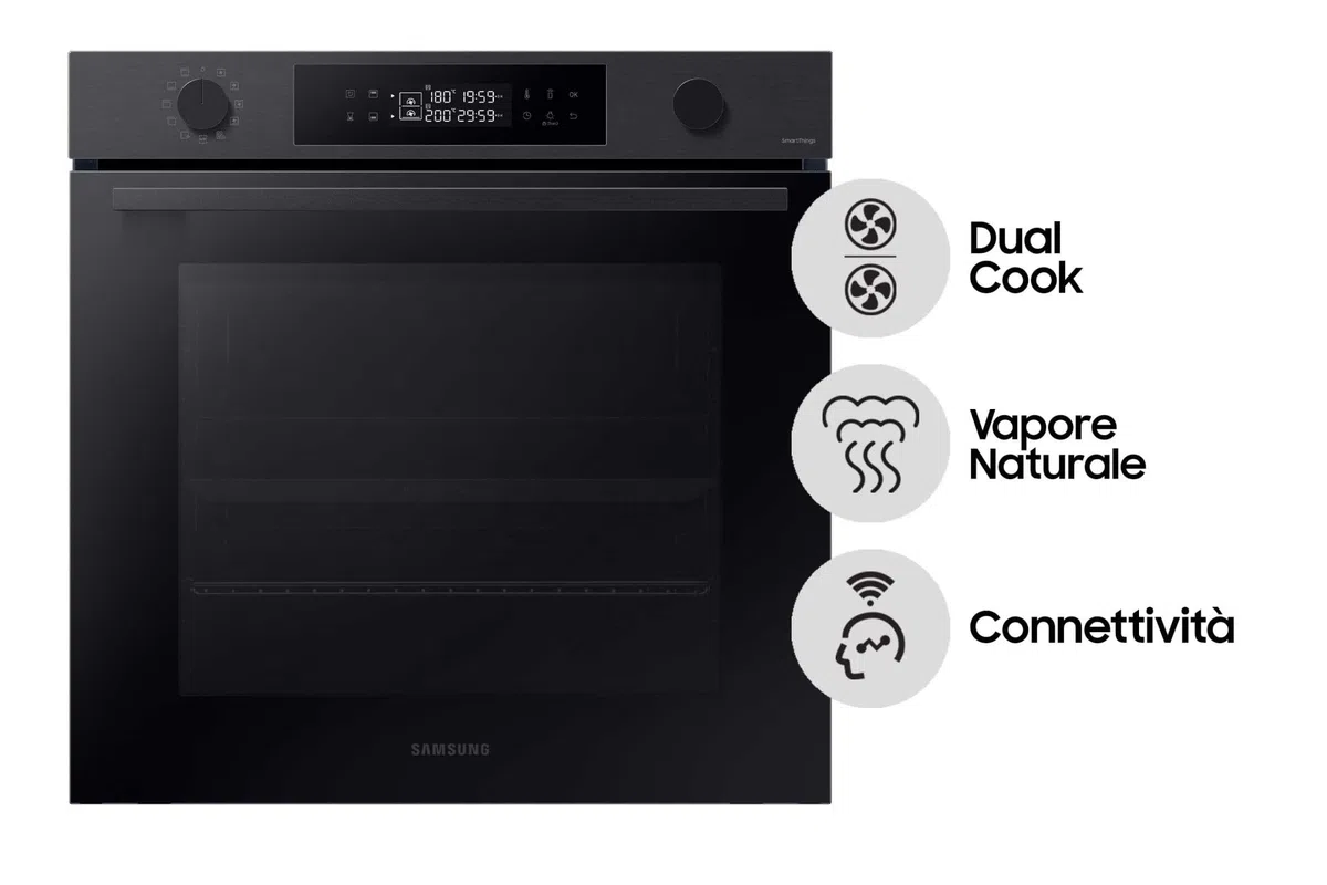 Forno Elettrico Ventilato Grill/Vapore 76 Litri Classe A+ 56 cm Nero - NV7B4440VBB