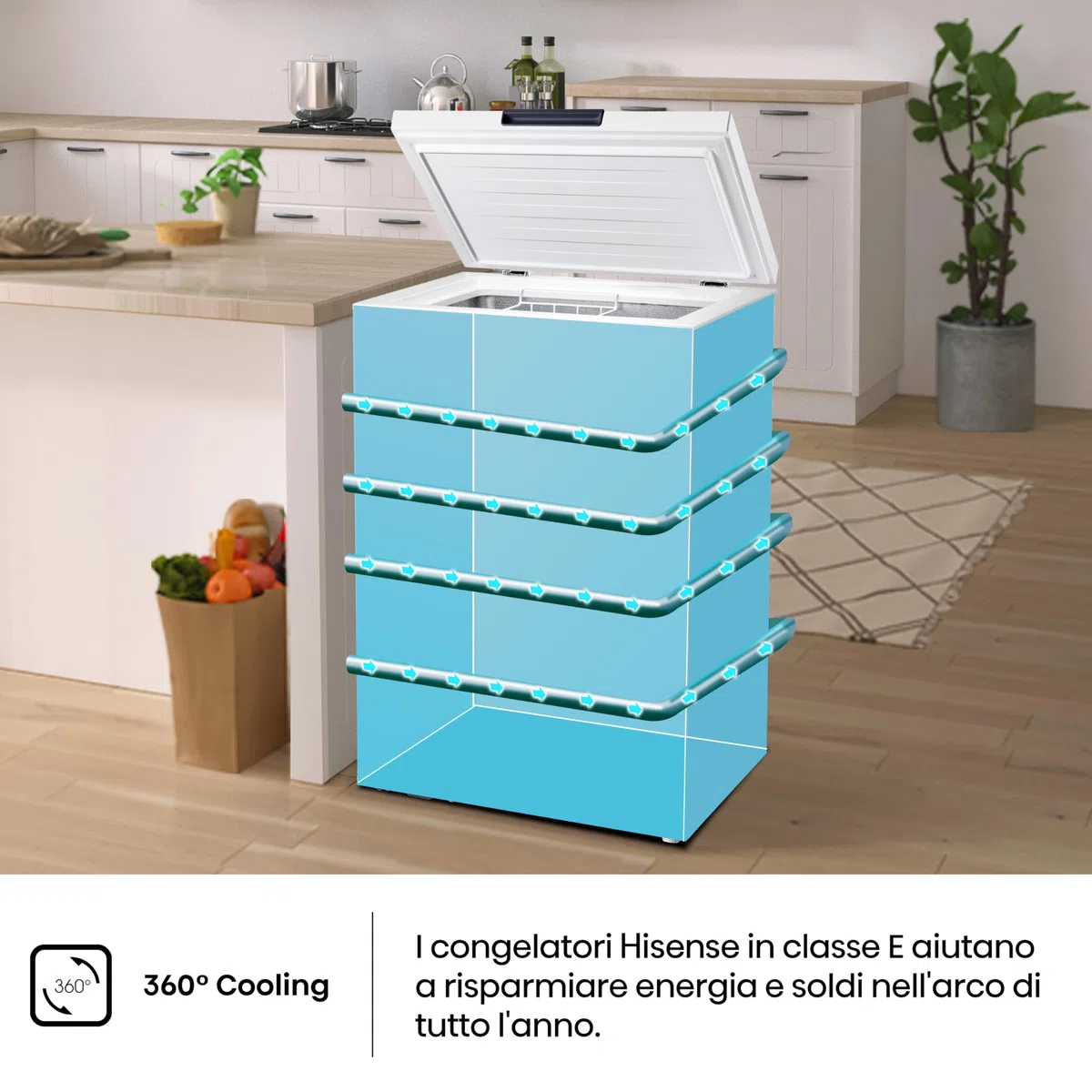 Hisense FT125D4AWE Congelatore a Pozzo 95 L di capacità, Silenzioso 40 dB, Bianco, 54.6 x 47.9 x 85.4 cm