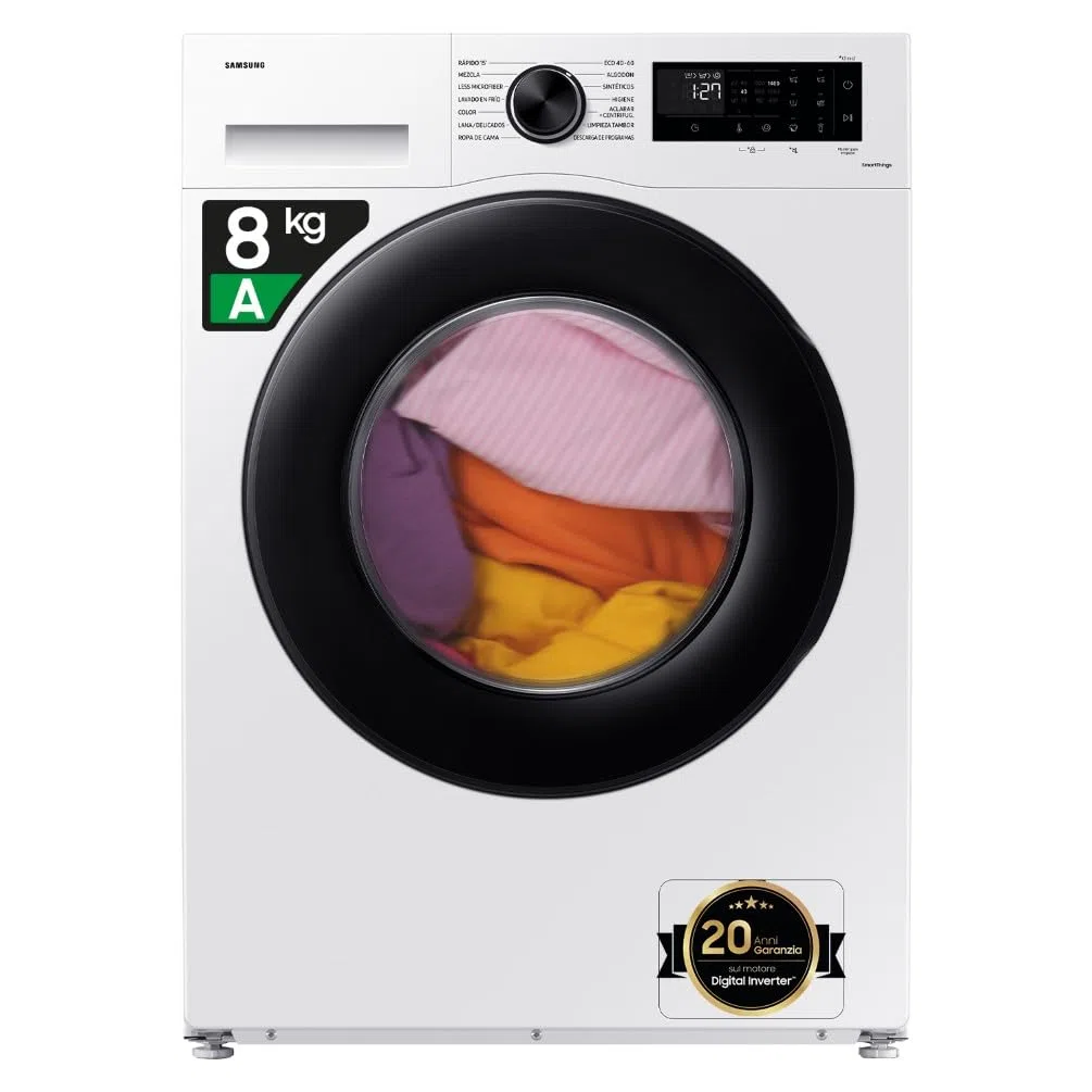 Samsung Lavatrice Crystal Clean WW80CGC04DAEET Libera installazione, 8 Kg, Wifi, Ecobubble, Vapore, Carica Frontale, 60l x 85h x 60p cm