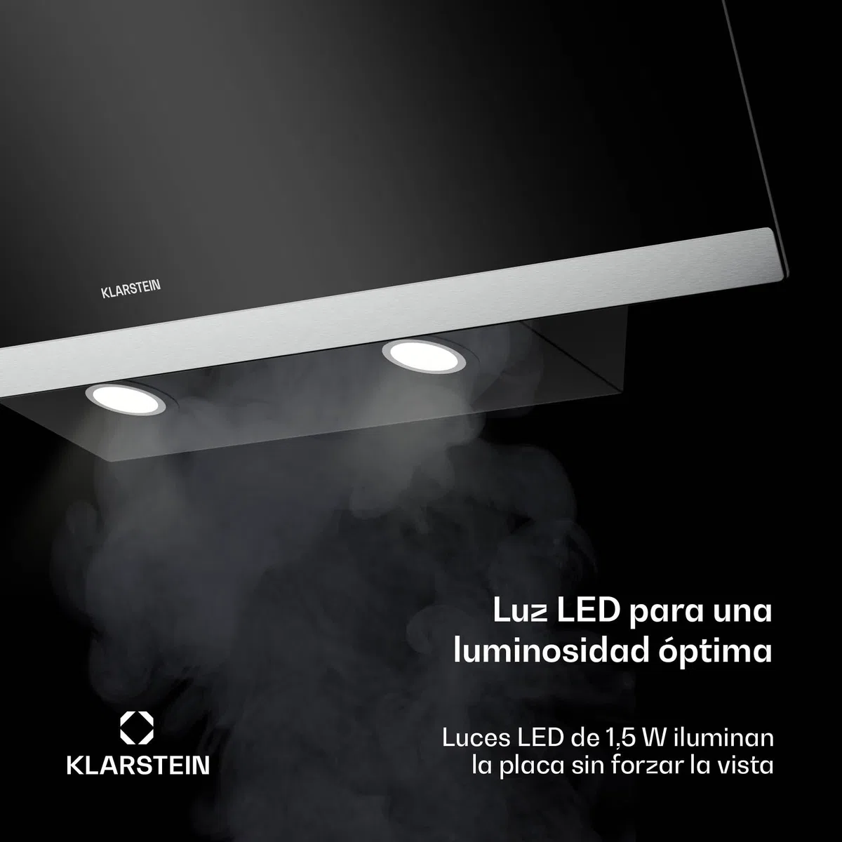 Klarstein FlashLine - Cappa da Cucina da 90cm, Cappa Inclinata, Touchscreen, 524 m³/ora, Efficienza Energetica A++, LED, Silenziosa: 34,5 dB, Nero, Scarico & Ricircolo