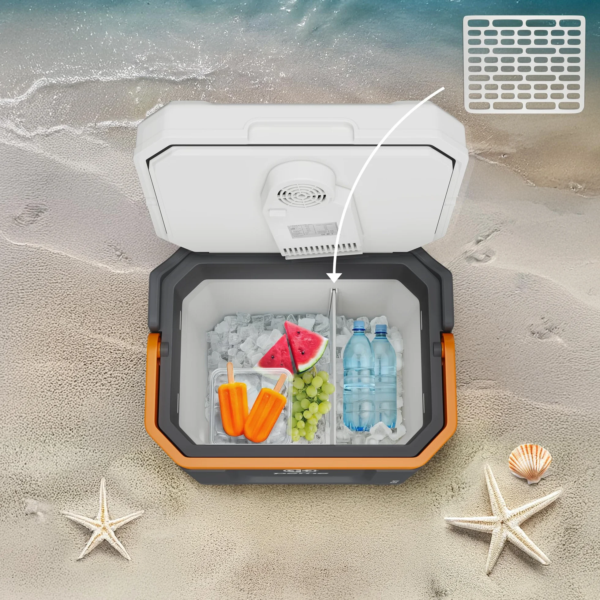 peme Frigorifero Portatile Elettrico Congelatore Termoelettrico Frigo Campeggio Auto 12v 220v Doppia Alimentazione per Camper Ricaricabile Congelatori Viaggio con Speaker Car Fridge USB - 31,5L Trip