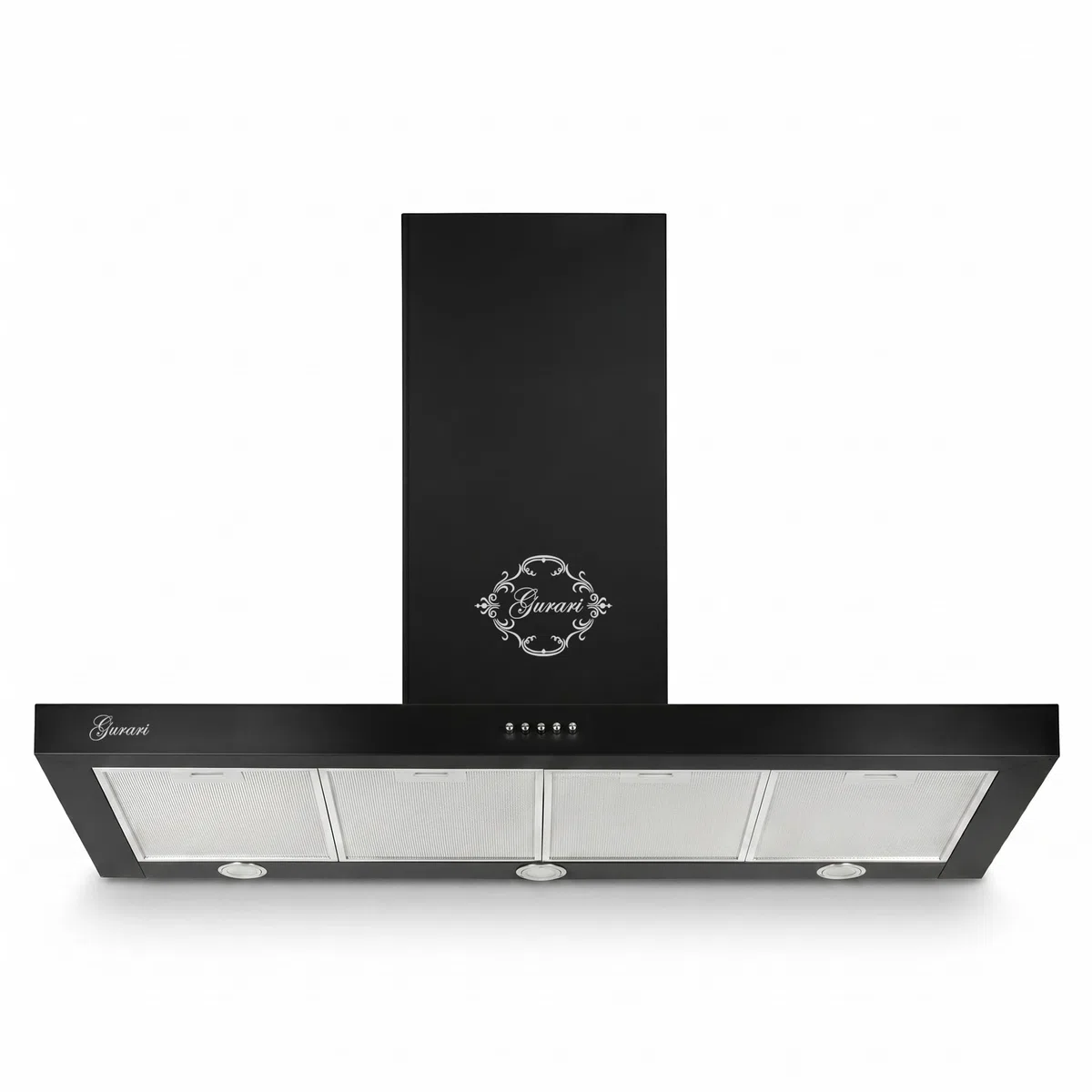 Gurari Cappa aspirante da 120 cm GCH F 118 120 BL • Cappa da parete nera • Cappa per camino 1000 m³/h • Cappa aspirante a parete con illuminazione a LED • Filtro antigrasso in metallo • Classe