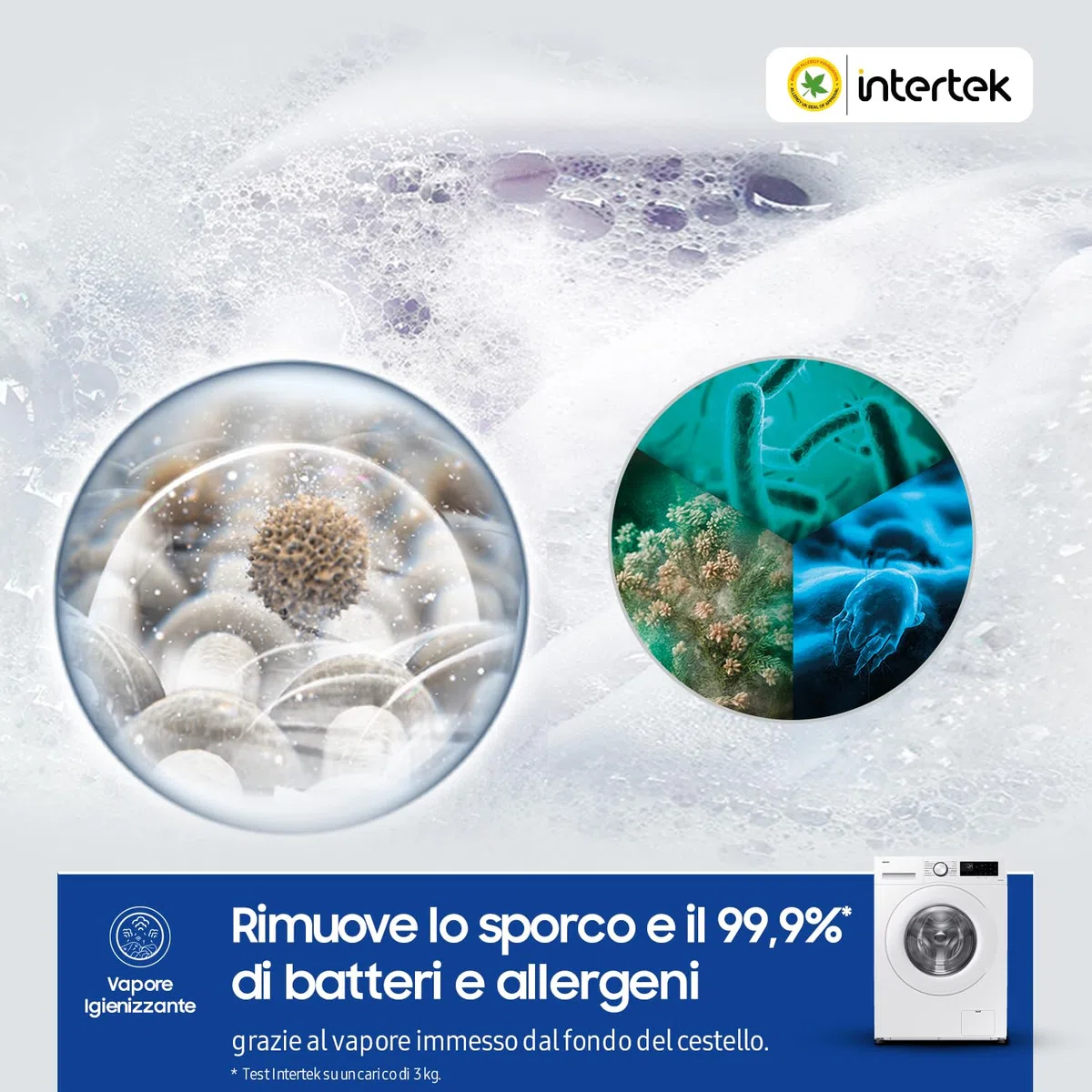 Samsung Lavatrice Crystal Clean Wifi WW11DG5B25TE/ET Libera installazione, 11 Kg, 1400 RPM, Ecobubble, Vapore, Carica Frontale, 60l x 85h x 55p cm