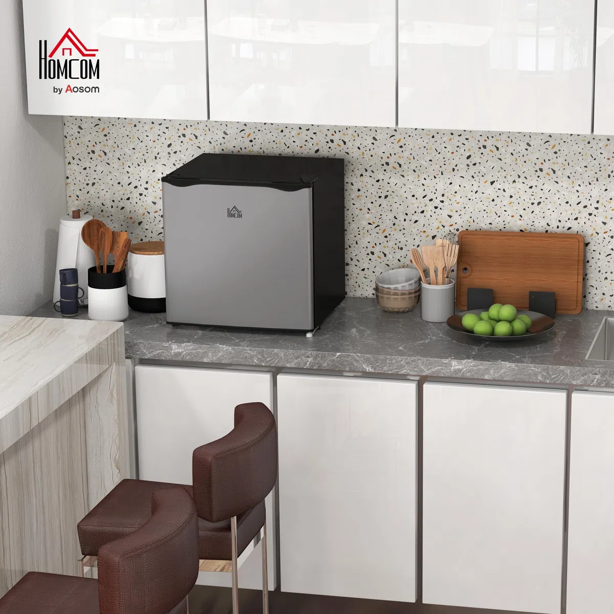 HOMCOM Mini Congelatore 35L, Congelatore Piccolo Silenzioso, Porta Reversibile, Libera Installazione, Temperatura Regolabile -14 ℃- -24℃, Ripiano Rimovibile, Freezer per Ufficio Hotel, 47x44.2x48.8 cm