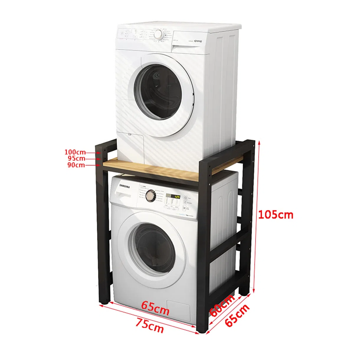Delorm Lavatrice Scaffale Tamburo Lavastoviglie Ripiano Di Stoccaggio Piano 2 Livelli Asciugatrice Superiore Impilabile Rack Adatto Per Bagno, Cucina, Balcone, Lavanderia, Capacità Portante 300kg