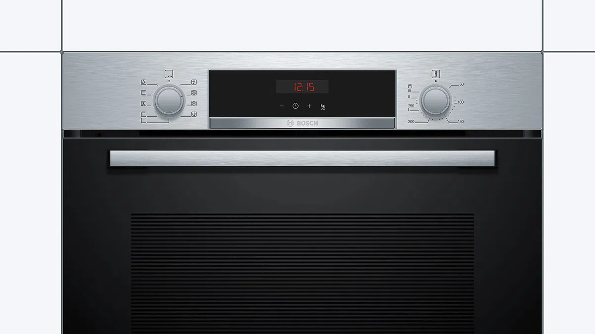 Bosch Elettrodomestici Forno Incasso Elettrico Serie 4, HBA574BR00 Forno Elettrico Ventilato da Incasso in Acciaio Inossidabile, Classe A, con 7 Programmi Cottura E Display LED, 71 Litri