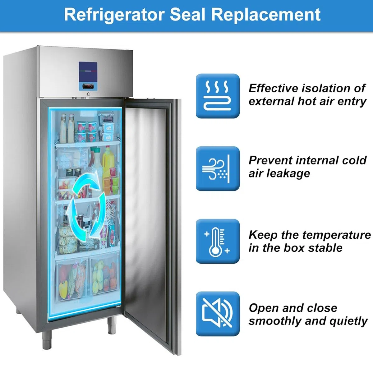 Guarnizione Vetrina Refrigerata,Guarnizione Magnetica di Ricambio per Porta Vetrina Frigo,Alta Tenuta,Nero/Bianco