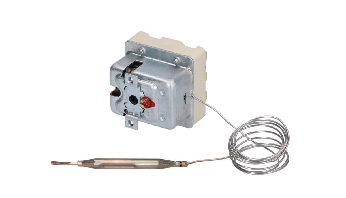 Termostato di sicurezza 3 fasi 360 °C EGO 55.32562.822 per friggitrici – Ricambio con sonda Ø 6 mm, lunghezza capillare 890 mm Cookmax, Mareno, Virtus