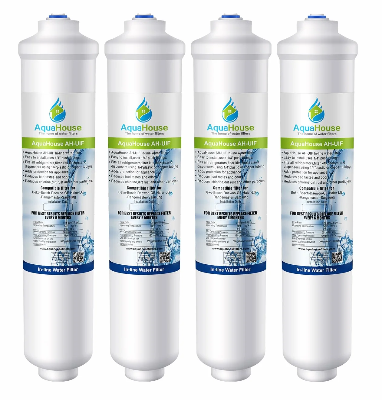 4x AquaHouse UIFS Compatibile Filtro Frigorifero acqua per Samsung DA29-10105J HAFEX/EXP (filtro esterno solo)