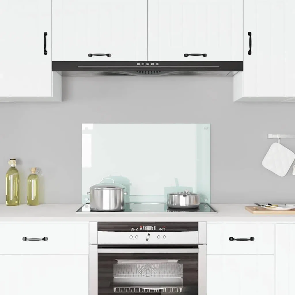 Genérico Paraschizzi per Cucina Bianco 80x50 cm in Vetro Temperato,Bianco,6.75kg,249455