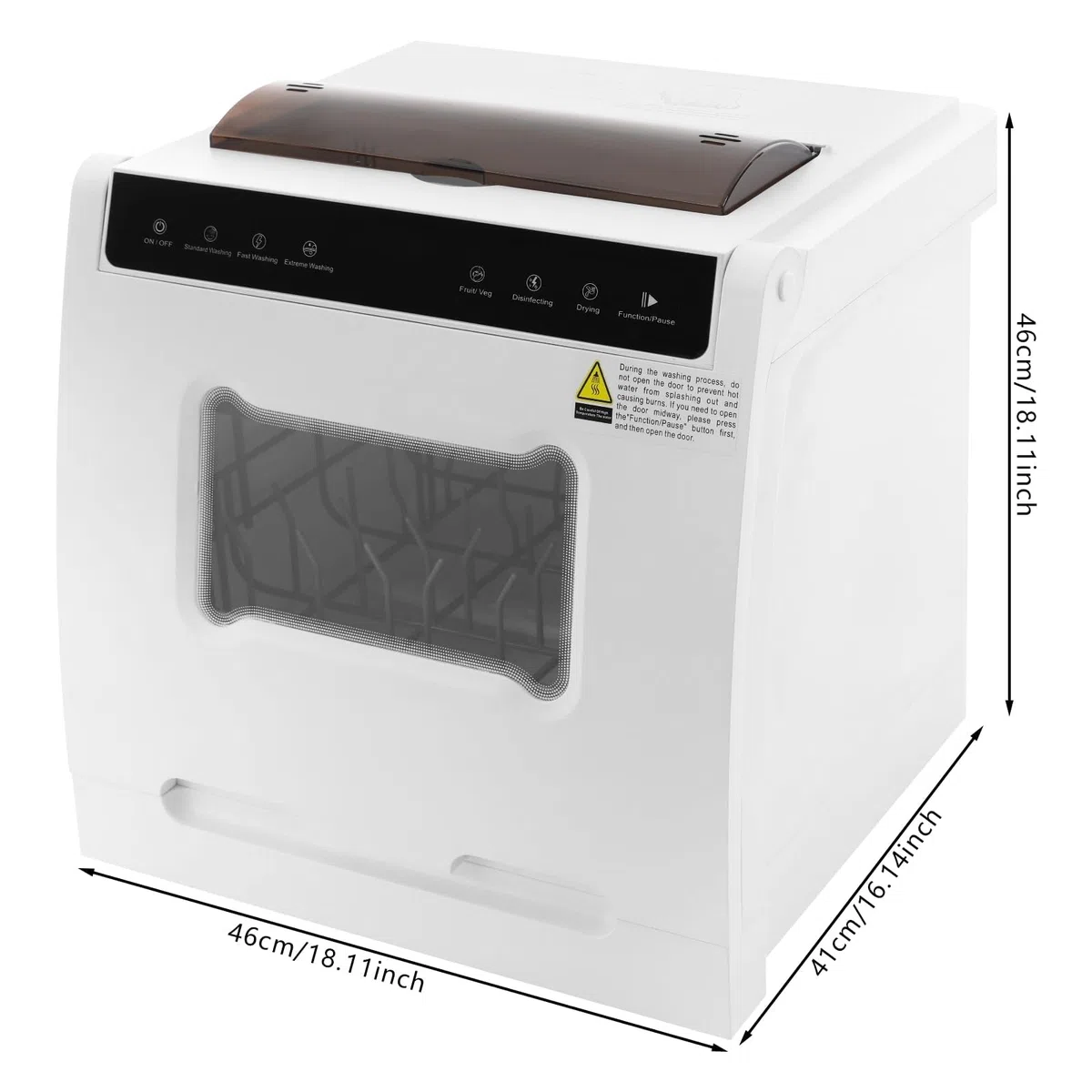 1100 W Mini lavastoviglie da tavolo, lavastoviglie portatile per appartamenti, dormitori e camper, adatto per 4-6 persone, funzione di asciugatura dell'aria, bianco
