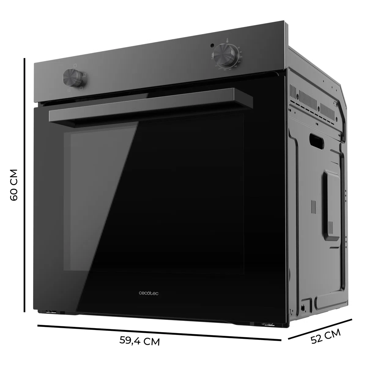 Cecotec Forno da Incasso Convenzionale 77L Bolero Hexa C126000 Dark Inox A. 2800W, 4 Funzioni, Modalità Convezione, Steam Base X2, Basso Consumo, Facile Pulizia, 5 Posizioni