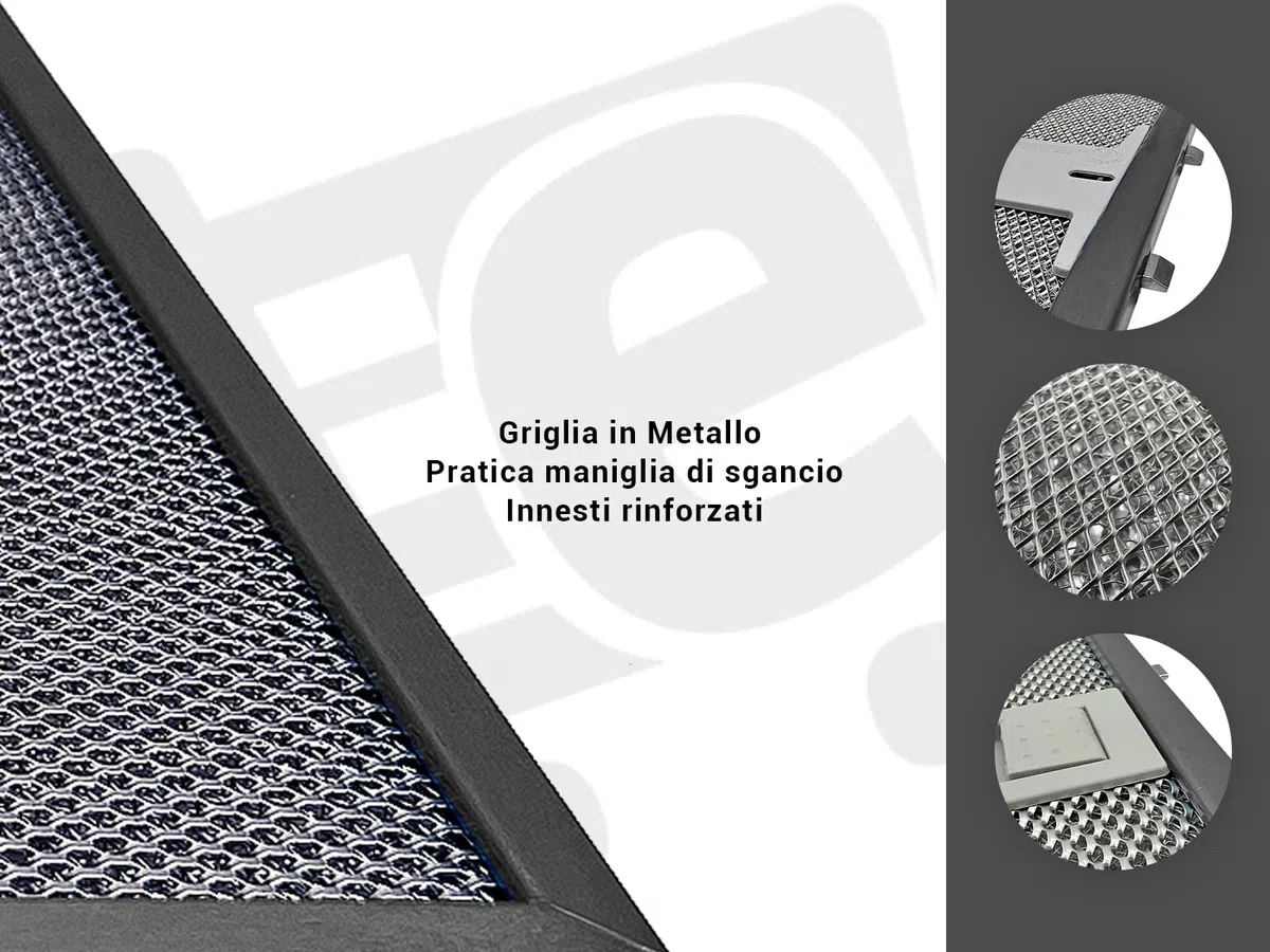 eRicambi, Coppia x2 Filtro Metallico per Cappa Compatibile con Falmec, Dimensioni 235x245x8 (mm), High Performance Filter, Pratica Maniglia di Sgancio a Innesti Rinforzati