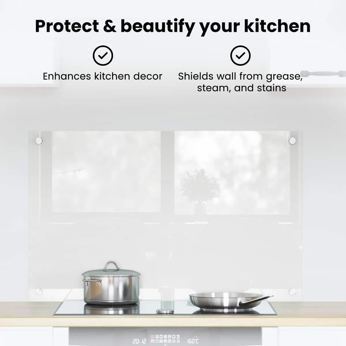 vidaXL Schienale da Cucina Trasparente 80 x 50 cm Vetro temperato, Design da Cucina alla Moda: Schienale in Vetro, Parete Resistente al Calore, estetica Moderna per la ristrutturazione