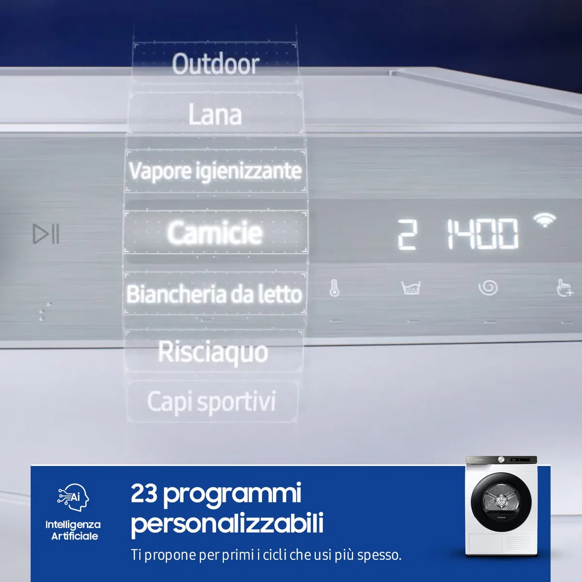 Samsung Asciugatrice DV90T5240AT/S3, 9 Kg, a pompa di calore, 60 x 85 x 60 cm, Porta Reversibile, Libera installazione