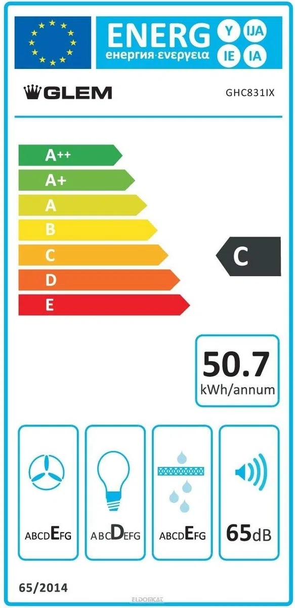 Glem GHC931IX cappa aspirante 235 m³/h Incassato Acciaio inossidabile C