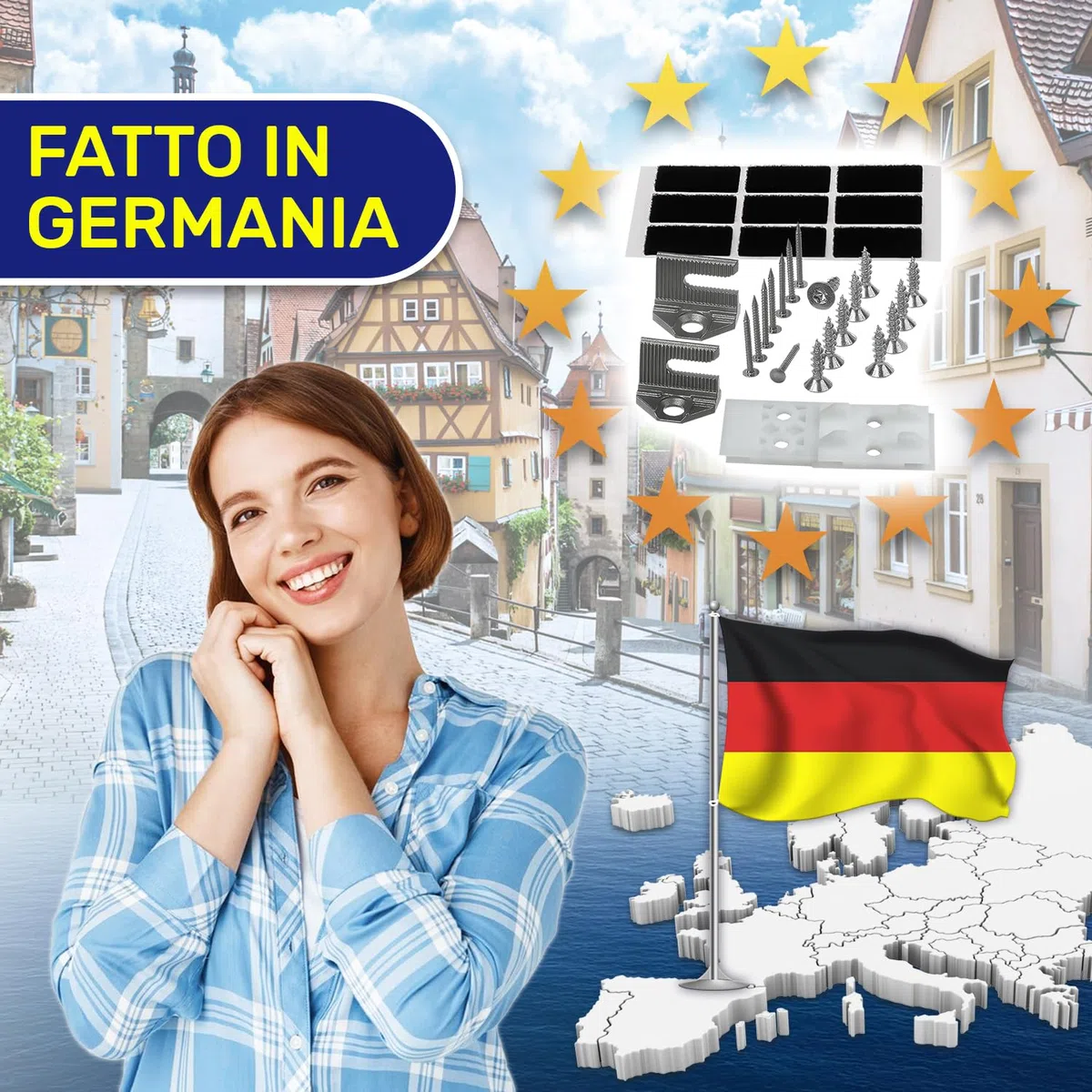 Kit di Montaggio per Fissare Porta di Lavastoviglie da Incasso con Codice Originale 10009603 00626592 626592 per Bosch per Siemens - MADE IN GERMANY - MONTERAL