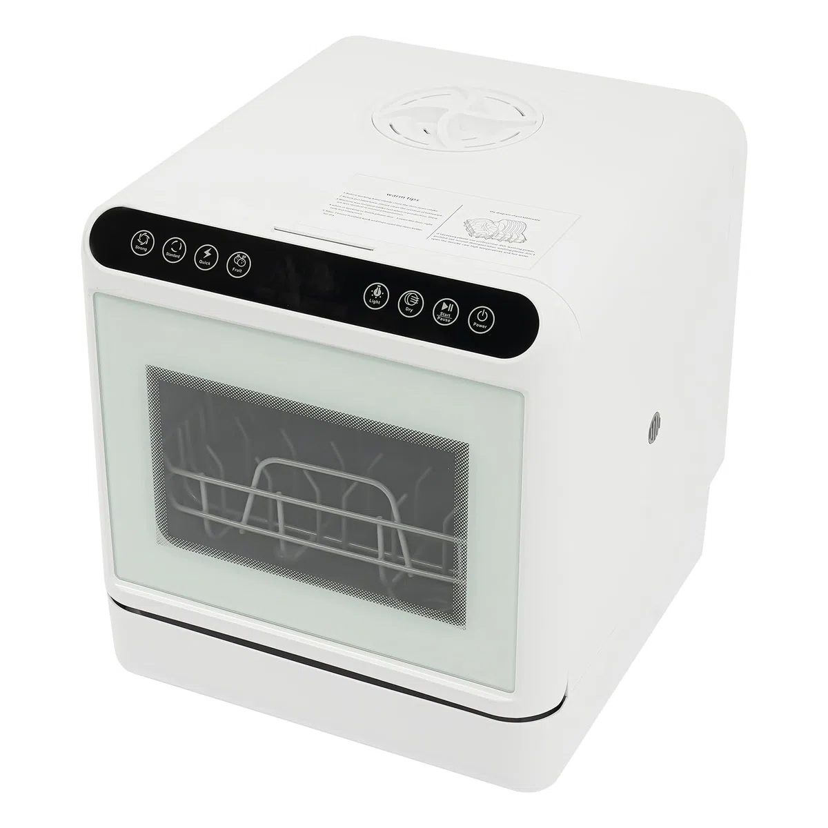 Mini lavastoviglie senza connettore, lavastoviglie mobile da tavolo con serbatoio dell'acqua da 6 l, braccio spray a 360°, asciugatura ad aria calda, 4 programmi, display touch, per cucina