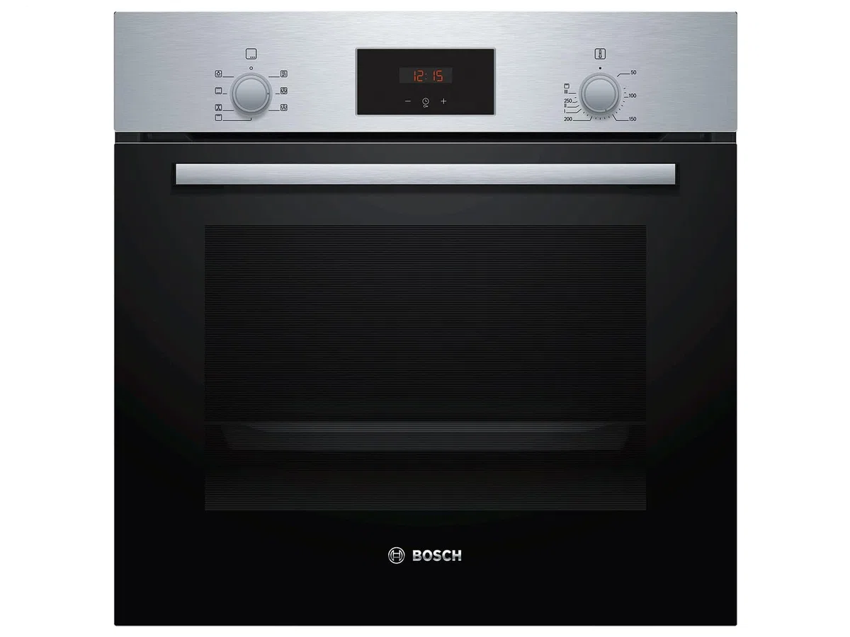 Bosch HBF133BR0 Serie 2 - Forno da incasso, 60 x 60 cm, EcoClean Direct per la pulizia, cottura ad aria calda 3D su 3 livelli, display LED, riscaldamento rapido, sicurezza bambini, colore nero,