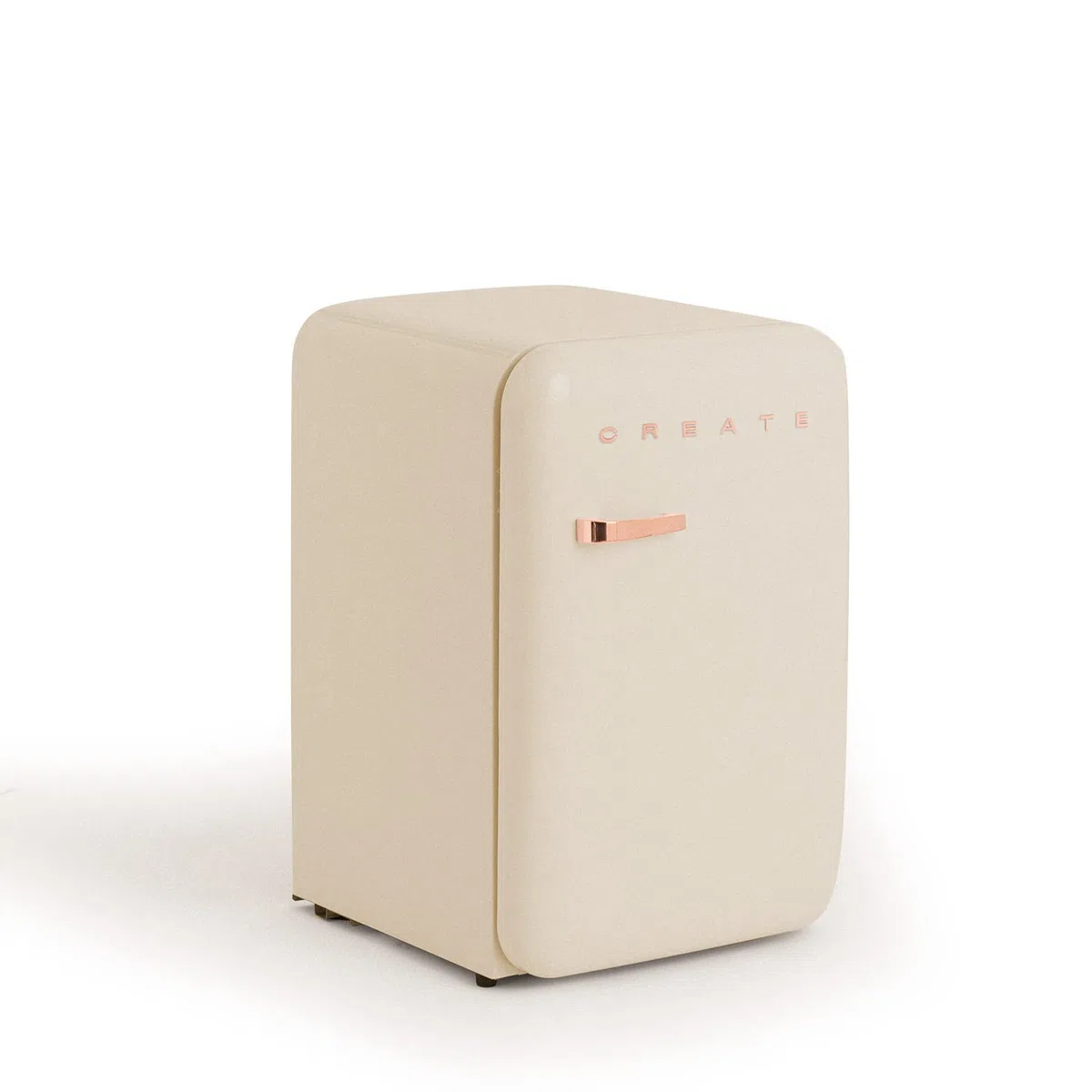 CREATE / RETRO FRIDGE 83.5 ROSE GOLD/Frigorifero bianco sporco maniglia oro rosato/Minibar, congelatore, 83.5 cm