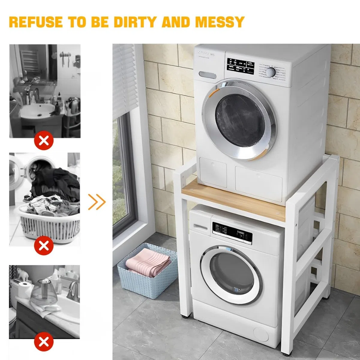Mobile Lavatrice Salvaspazio Regolabile in Altezza Armadio Sopra | Asciugatrice Mobile Sopra Lavatrice Lavatrice per Bagno Cucina Balcone Nero Noce
