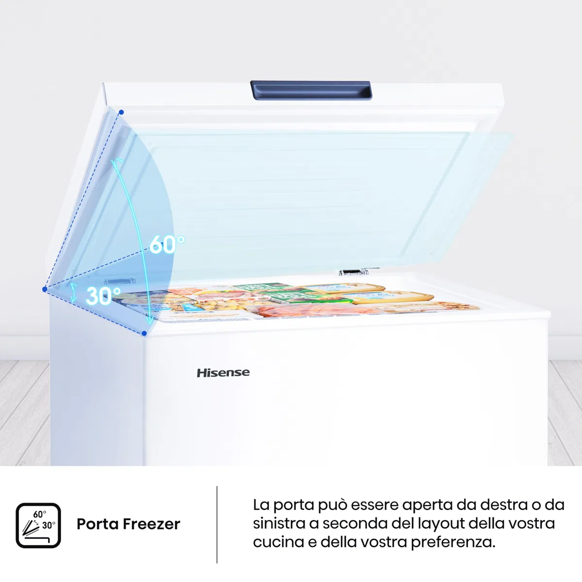 Hisense FT125D4AWE Congelatore a Pozzo 95 L di capacità, Silenzioso 40 dB, Bianco, 54.6 x 47.9 x 85.4 cm