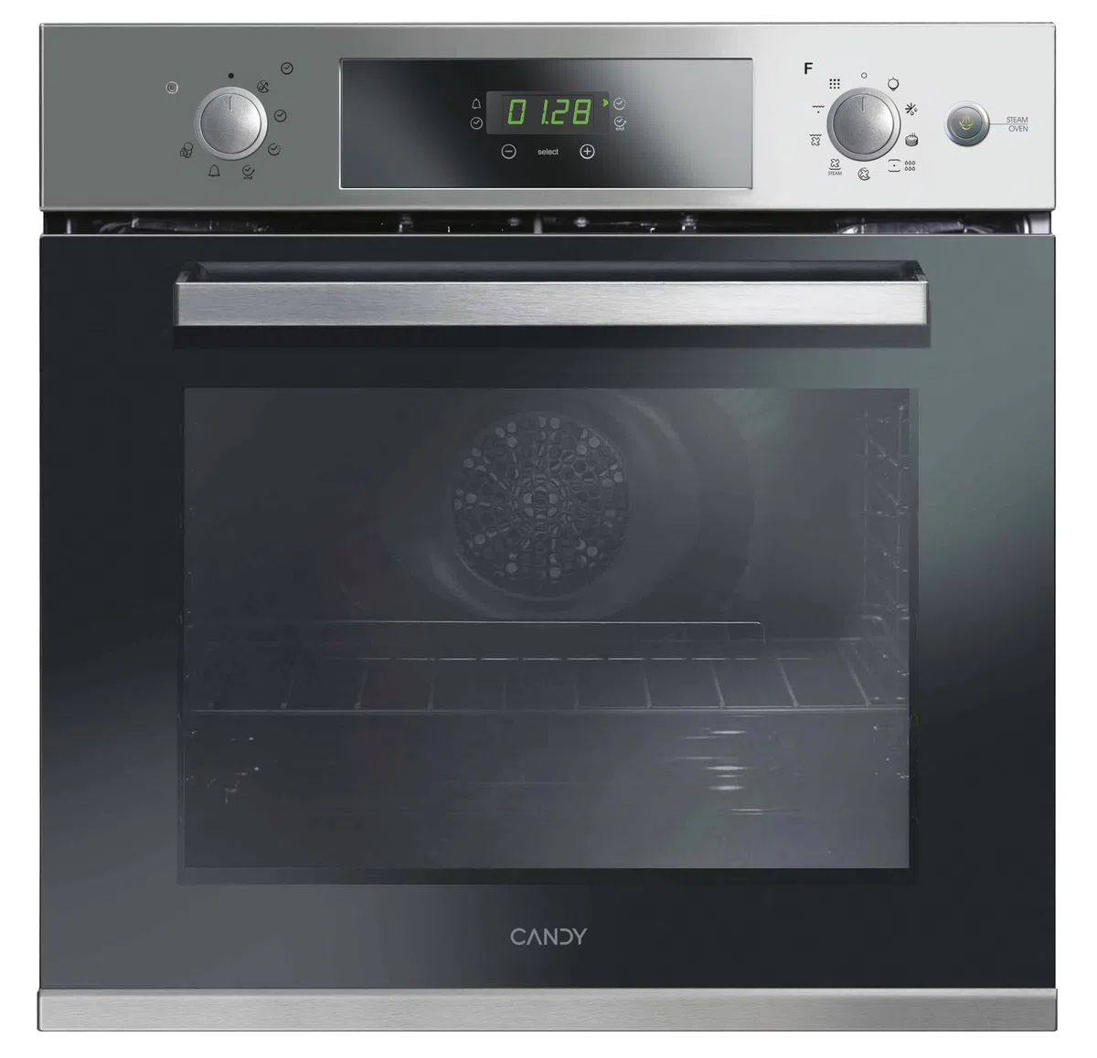 Candy FCPKS 826 XL/E – Forno multifunzione – 70 l – Funzione Vapore – Pulizia Aqualittica & Pirolitica – 3 resistenze – Inox – Classe A, Grey, 595 x 546 x 580 mm
