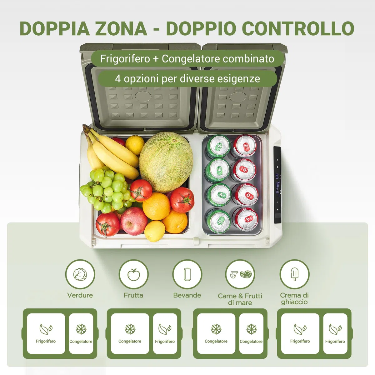 AAOBOSI Frigo Portatile 40L,Frigorifero Portatile 12v 220v Di Controllo,Frigo Da Campeggio 12/24V DC E 100-240V AC,Per L'Auto e La,RV,Viaggi