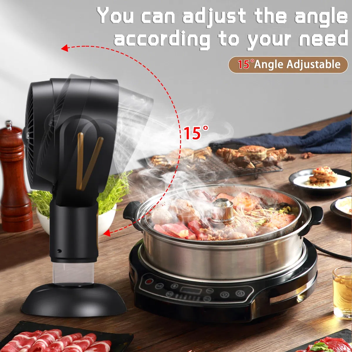Mostop Cappa aspirante portatile, USB Desktop con 2 velocità, filtro rimovibile e lavabile, cappa desktop senza fili per interni BBQ, Hot Pot