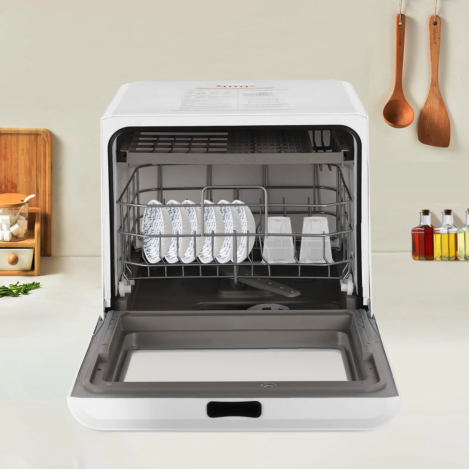 Lavastoviglie da tavolo, mini lavastoviglie portatile, doccia girevole a 360°, lavastoviglie da tavolo con quattro modalità di pulizia e asciugatura, risparmio energetico, autoportante per