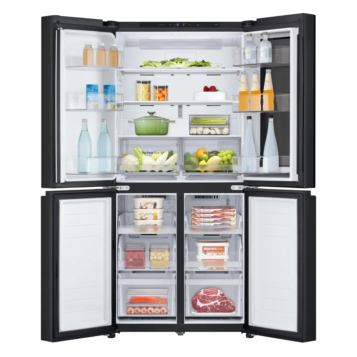LG GMV860EPDE Frigorifero Slim Multidoor InstaView, Classe E, 530L, Wi-Fi, Linear Cooling, Total No Frost, Controllo da Remoto, Smart Diagnosis, Larghezza 835mm, Nero Opaco