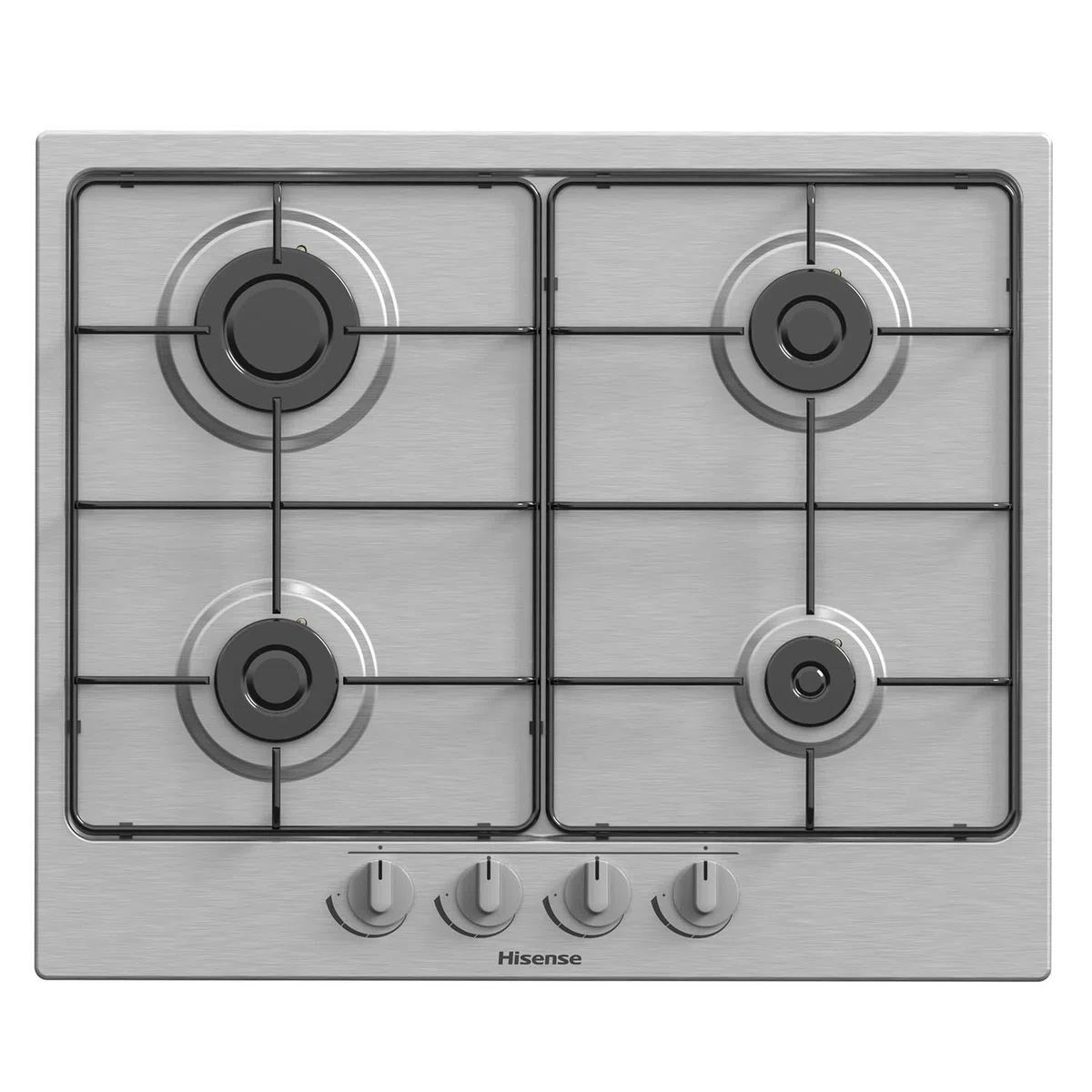 Hisense GM642XF Piano Cottura a Gas 4 Zone, Griglie Smaltate, Accensione Integrata, Finitura Inox Anti Impronta