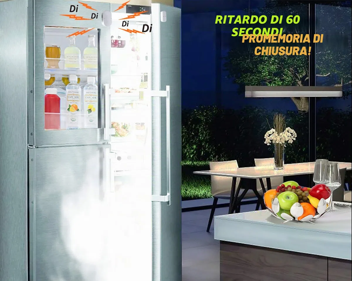 Allarme porta congelatore con ritardo quando lasciato aperto, ritardo di 60 secondi, allarme porta frigorifero ritardato, basso/alto da 80 dB a 110 dB (nero)