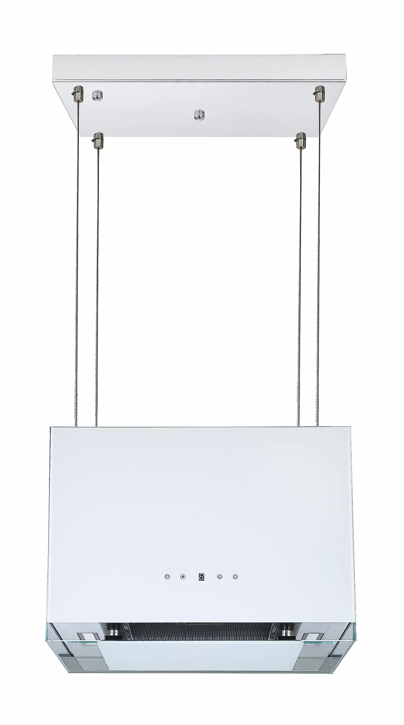 Respekta Centa Cappa aspirante/cappa a isola 50 cm/struttura in acciaio bianco con pannello copriluce in vetro/funzione di ricircolo / CH11050IW / A+ / 50 – 69 dB