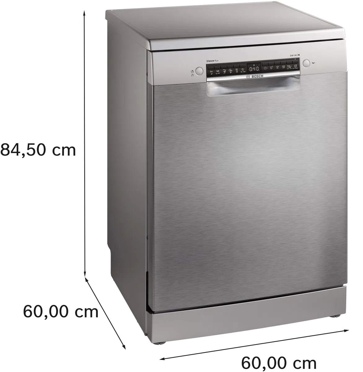 Bosch SMS4ECI28E Serie 4, Lavastoviglie da libera installazione, Home Connect, Diagnostica da remoto, Assistente al lavaggio, Green Collection, Acciaio, 60cm