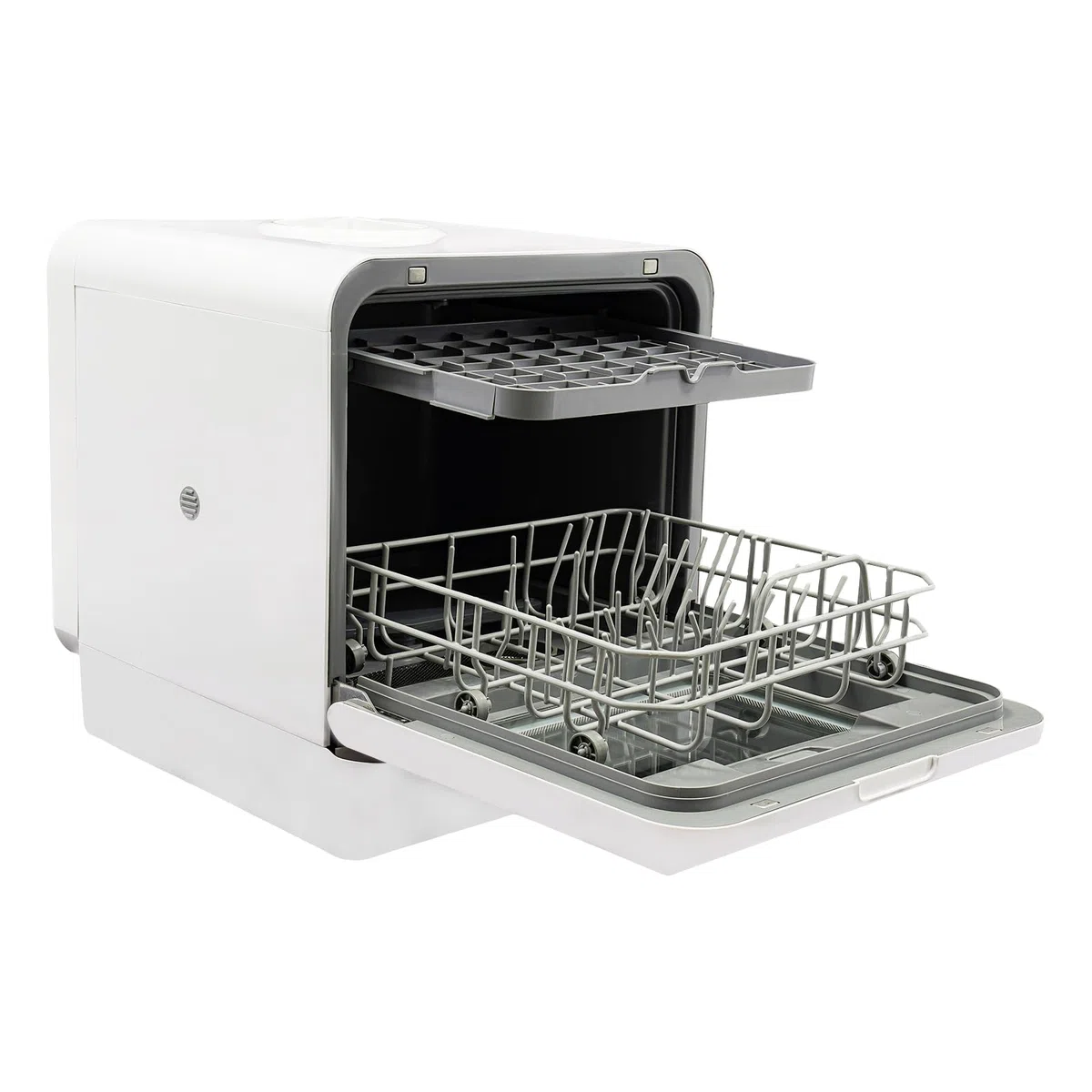 1100W Lavastoviglie da Tavolo Portatile, Compatta 220V con Serbatoio Integrato in ABS PP Vetro Bianco per Cucine Piccole Appartamenti Famiglie