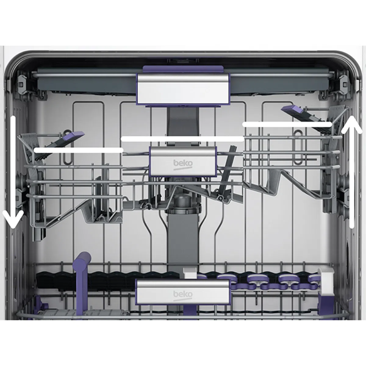 Beko BDIN38440 - Lavastoviglie da incasso, 60 cm, completamente integrato, per 14 soffitti su misura, 3 lavelli, 5 temperature, velocità+, asciugatura SteamGloss, CornerIntense, TrayWash